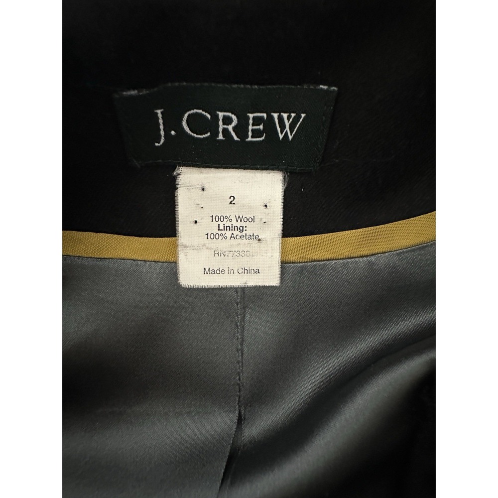 J. Crew Blazer Jacket Black100% Wool Ruffle Tiered Button Up Lined Size 2 Small - Picture 4 of 7